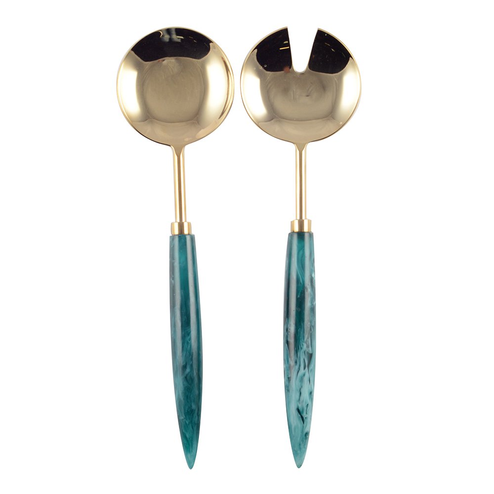 GOUD EN TURQUOISE SALADESERVERS 29CM - Collection200